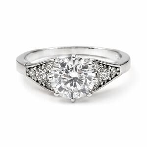 CZ Ring Sterling Silver Size 8 Round Cut Diamondique Engagement Style